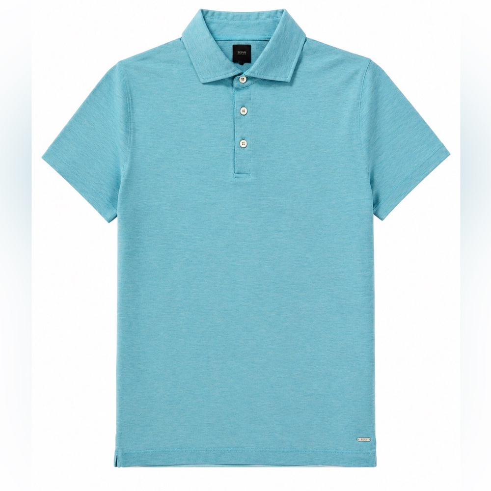 Boss Men's Aqua Blue Short-Sleeve Polo